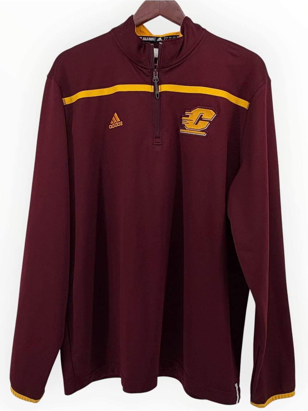 Adidas Central Michigan Chippewas 1/4 Zip Climalite Pullover Jacket Maroon Men L